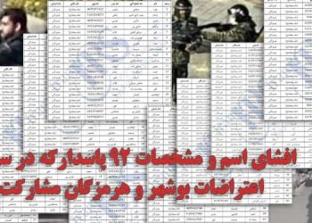 افشای اسامی و مشخصات ۹۲ پاسدار سرکوبگر در استان‌های هرمزگان و بوشهر + سند PDF