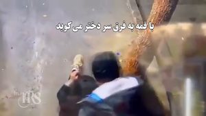فیلم تکان دهنده حمله وحشیانه بسیجی‌های قمه بدست به دختر معترض و قمه زدن به سر او