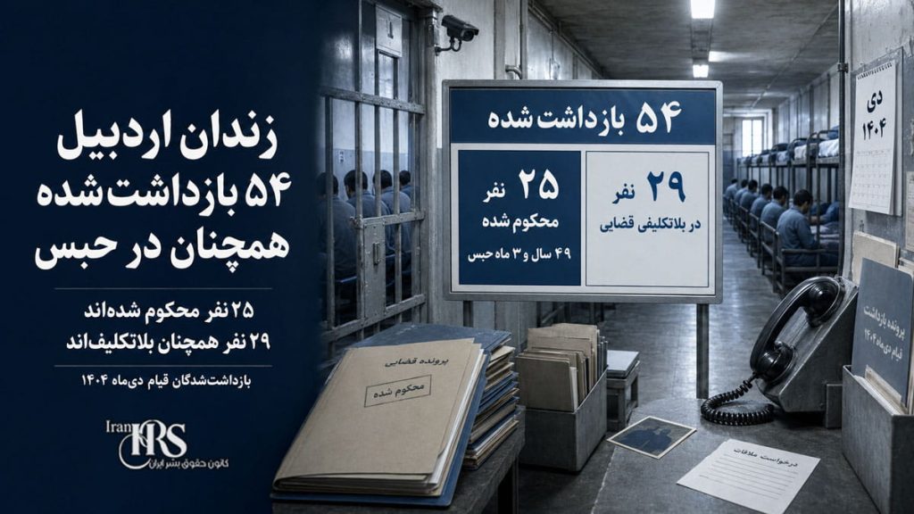 زندان اردبیل؛ ۵۴ بازداشت‌شده قیام دی‌ماه همچنان در حبس و بلاتکلیفی قضایی
