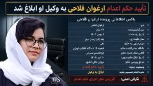 تأیید حکم اعدام ارغوان فلاحی به وکیل او ابلاغ شد؛ افزایش خطر اجرای حکم